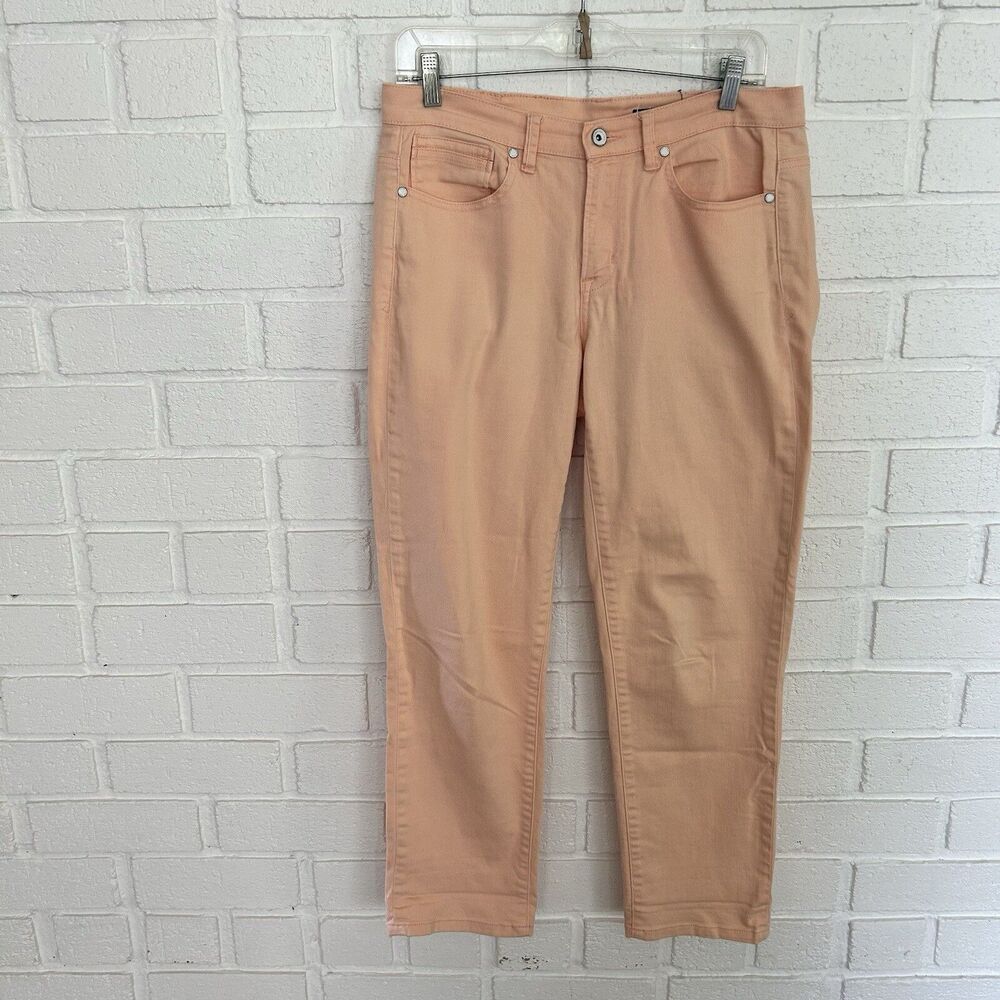 Calvin Klein Skinny Jeans Womens 12 31 Peach 5 Pocket Black Tag Expossed Rivets